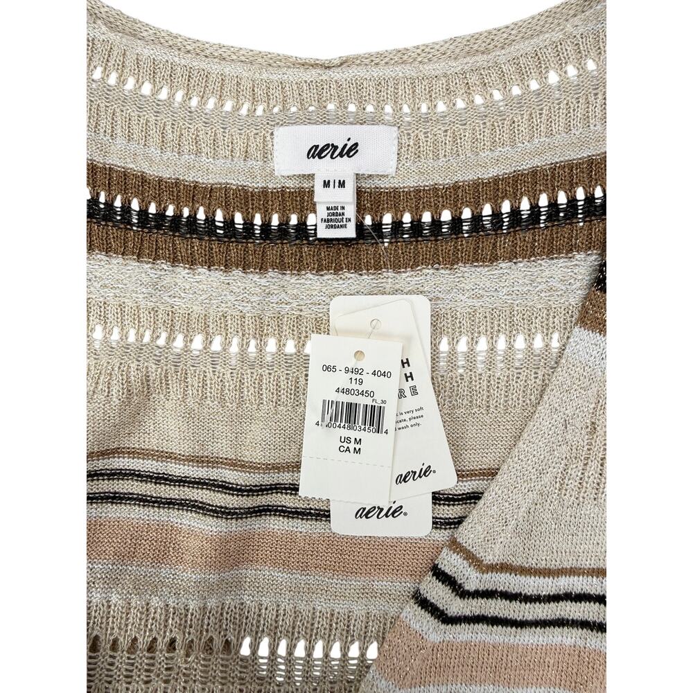 NWT AERIE Shimmer Duster Sweater Size Medium Cake Batter - Picture 3 of 5